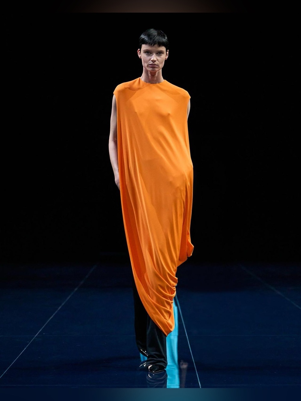 Dsquared2 Draped Orange Maxi Dress slinky chic runway luxury celeb blogger nwt L